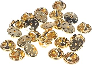 IUAQDP 200 Pieces Brass Butterfly Clutch Metal Locking Pin Backs, Pin Keeper Locking Clasps Pin Cap Clip Replacement for Hat Badge Insignia Brooch Holder Tie Tack Lapel Pin, Gold