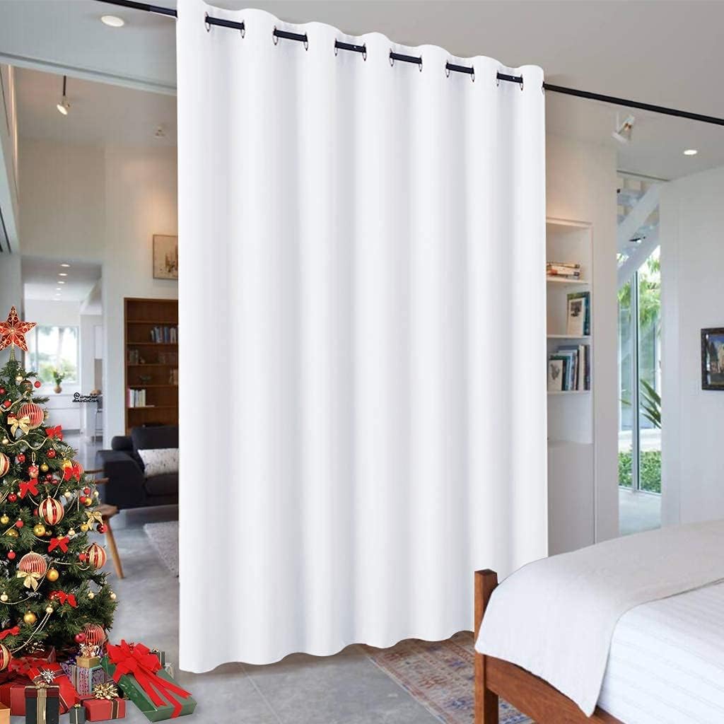 LITTLE BIRD Blackout Curtain Dividers -Treatment Panels Winter Wind Summer Heat Insulating Drapes for Living Room Bedroom Patio Door,Hall Pure White (Wide 58 Inch by 63 Inch Long-1 Panel)