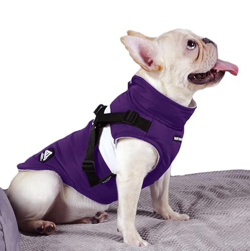 BabyDog Abrigo Chaleco para Perro con Forro Polar, Arnés con Anilla,Cremallera Ajustable sin Mangas (S