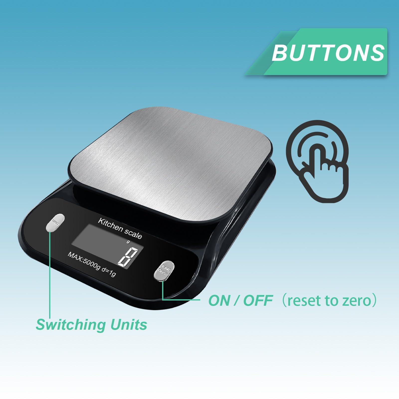 Báscula de cocina digital parlante, báscula electrónica de cocina, báscula de alimentos parlante con pantalla LCD grande, báscula de pesaje de alimentos con plataforma de disco de acero inoxidable,