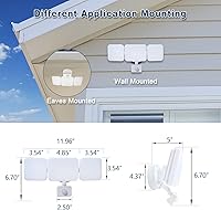 Vista 8 de Luz de seguridad para exteriores con sensor de movimiento, luz de inundación del atardecer al amanecer, encendido y apagado, equivalente a 250 W