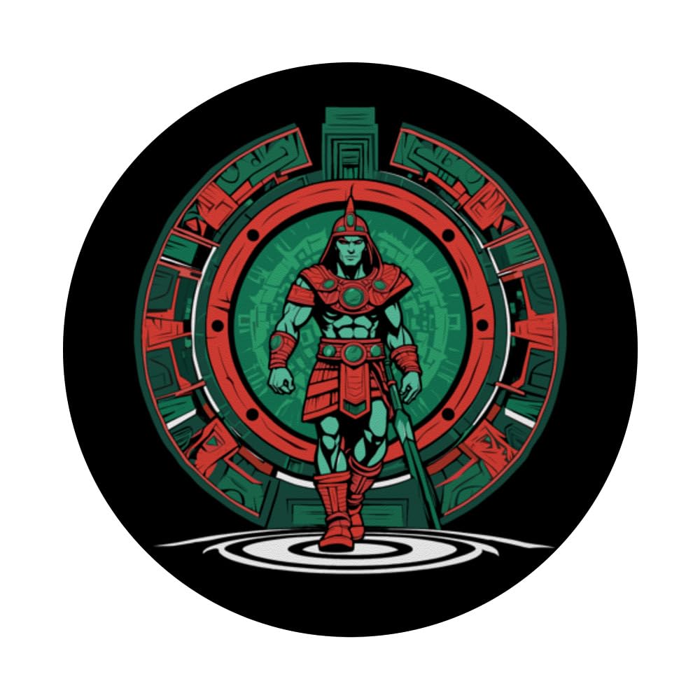 a Samurai-warrior stepping thru a star-gate to another realm PopSockets Swappable PopGrip, Black - Image 3