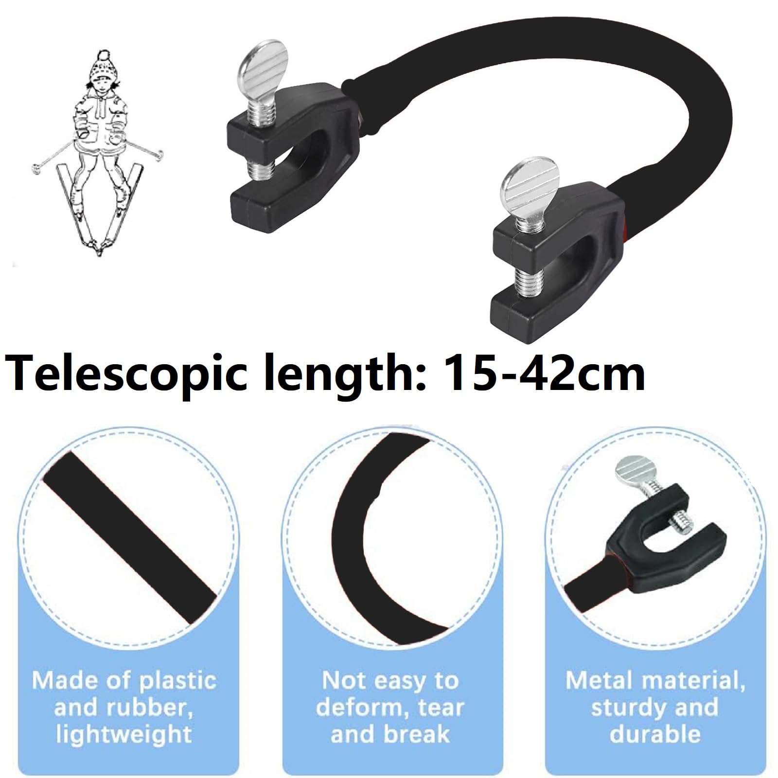 Entrenador de Conector de Punta de Esquí y Snowboard para Principiantes, Ayuda a Controlar la Velocidad (Negro)