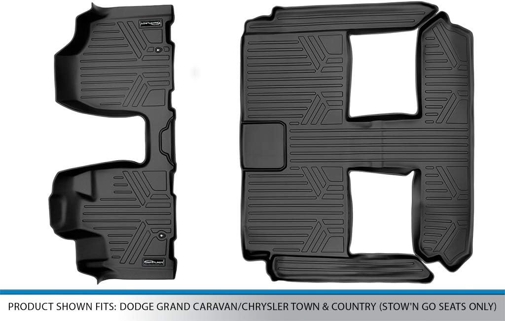 SMARTLINER Floor Mats 3 Row Liner Set Compatible with 2008-2016 Chrysler Town & Country - Image 5