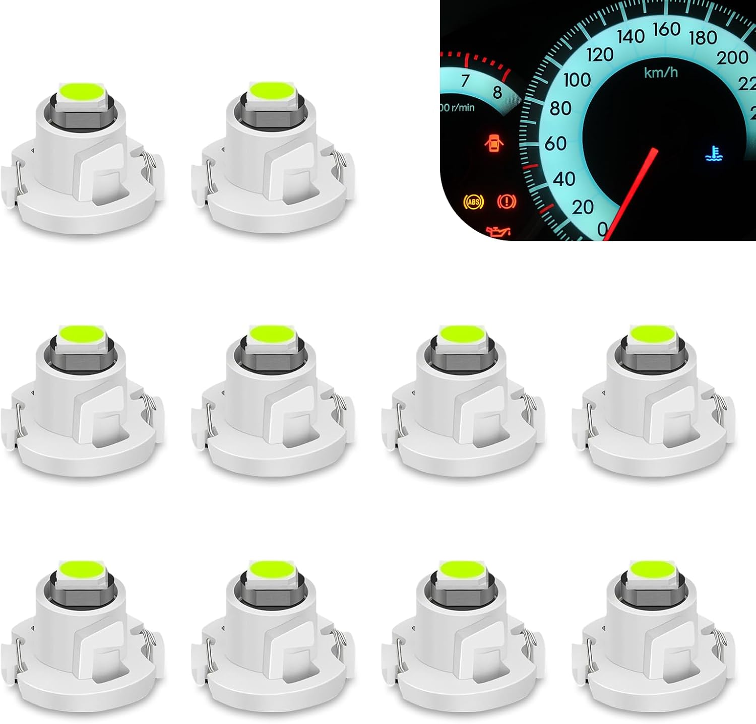 10 PCS Car T4.2 LED Bulbs, 3030 SMD Super Bright Instrument Cluster Light, Waterproof Anti-vibration Indicator Bulb, Plug and Play Replacement for Dashboard & HVAC Panel (Blue)
