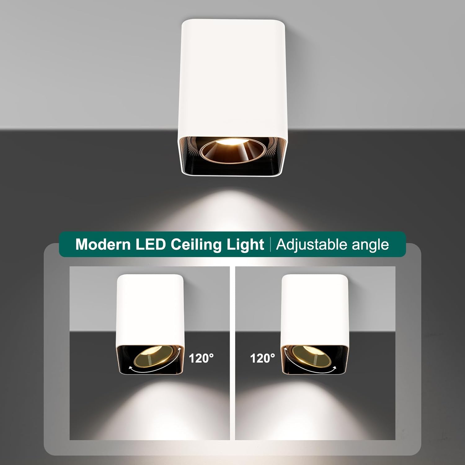OKELI White Modern LED Dimmable Ceiling Light Fixtures for Hallway Kitchen Entryway, 20W 1300LM 2700K-6000K Flush Mount Close to Lighting, Cuboidal Ceiling-Lamps 3pack