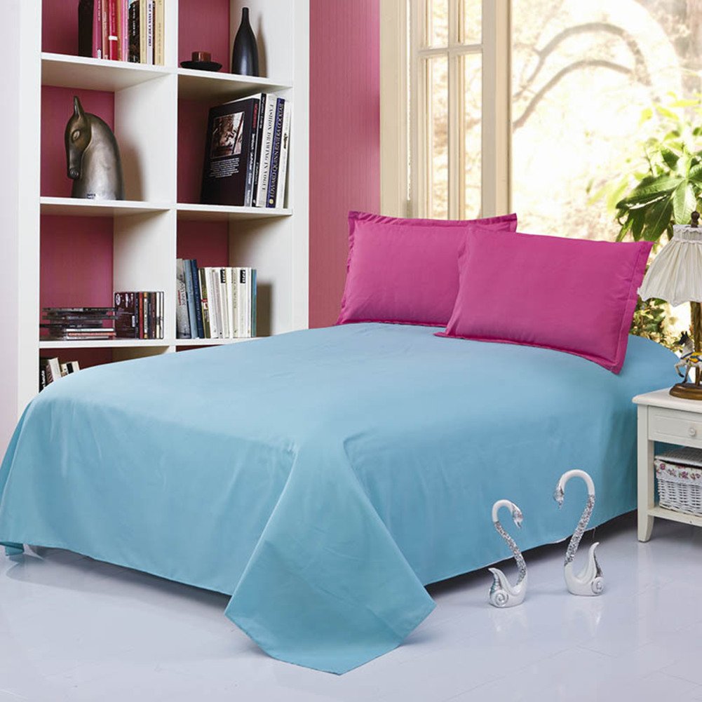 Drap plat 160x230cm pour lit simple en tissu super doux de couleur F