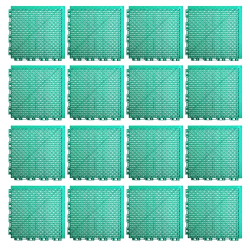 16 Bodenmatten für oberirdischen Pool, rutschfeste Matte aus Kunststoff, hohl, Puzzlematte, für Badezimmer, Terrasse, Garten, Außenbereich (quadratisch, 25 x 25 cm)