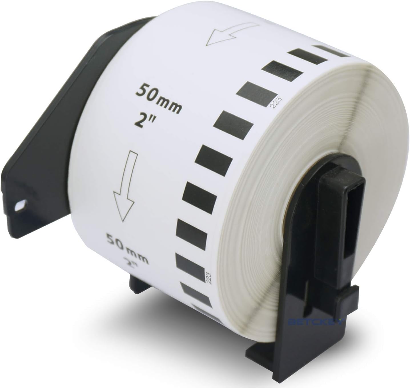 BETCKEY - Compatible Continuous Label Replacement for Brother DK-2223 (2" x 100'), Use with Brother QL Label Printers [10 Rolls/ + 2 Reusable Holder Frames] : Office Products