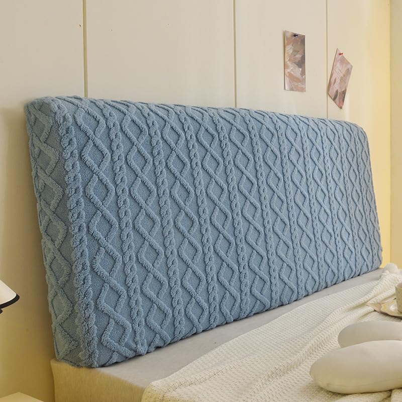 1 piece Plush Machine Washable headboard Protective Cover dust Cover Soft and Warm All Season Universal Anti cat Scratch headboard Cover 150 * 65cm (Blue)