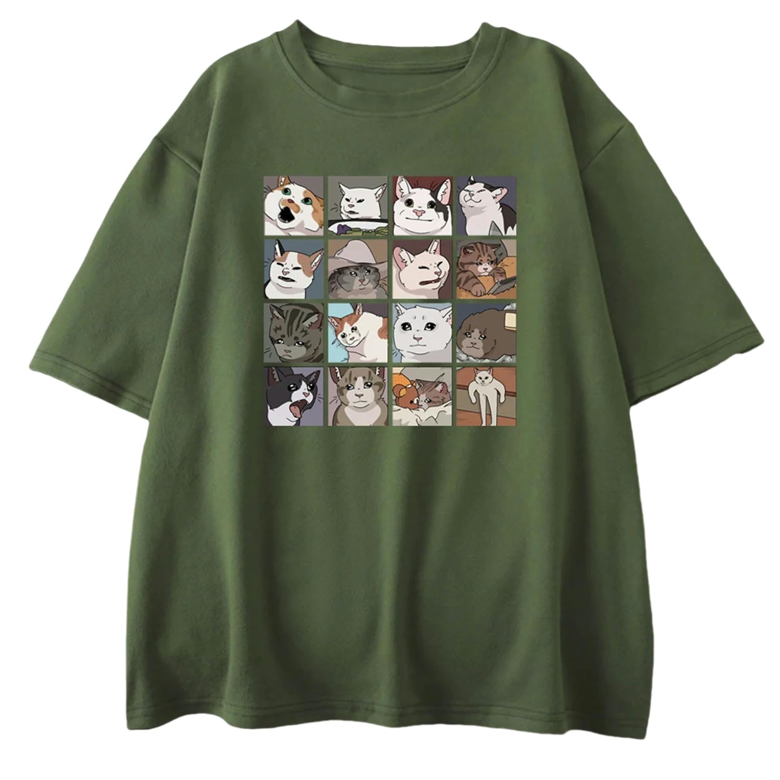 T-shirt homme chat puzzle créatif vert foncé respirant taille 2XL