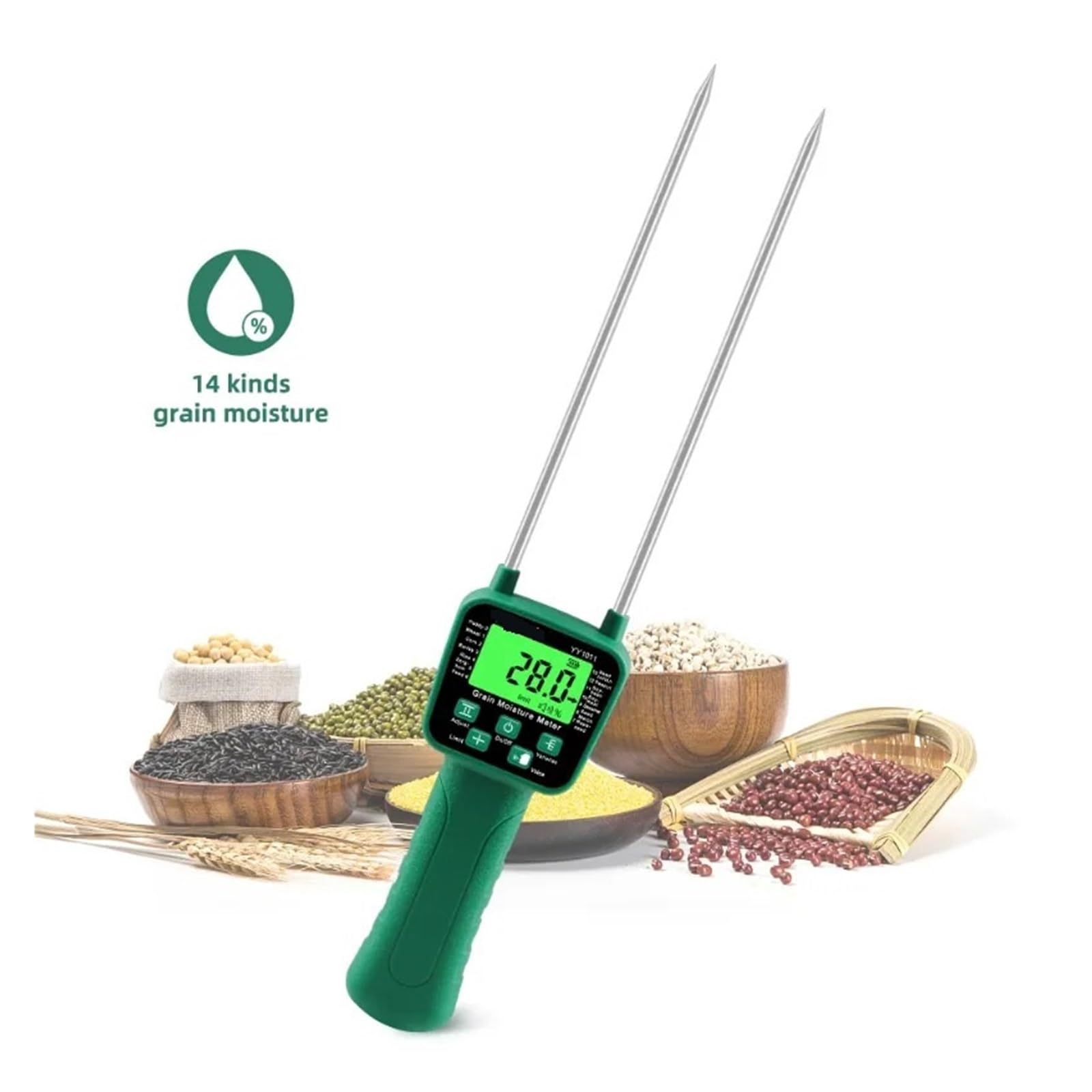 Igrometro Digitale for Cereali Misuratore di umidità for Sonda in Metallo Sensori Ad Alta Sensibilità Tester LCD for Mais Riso Fagioli Frumento
