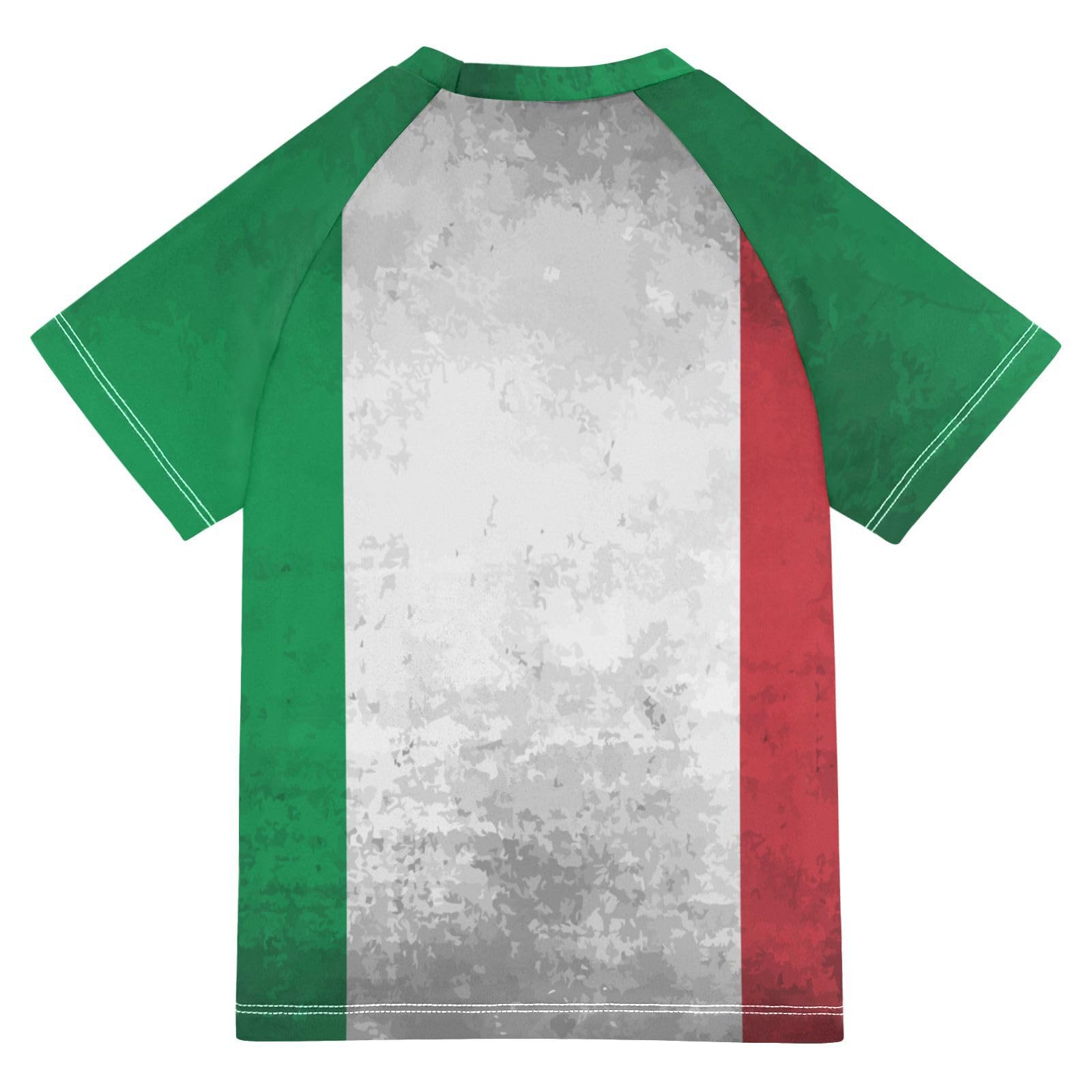 Aflyko Patriot Boys' Swim Shirt Italy Flag Grunge Rash Guard Beachwear Sun Protection Fishing Hiking Camping Surfing Swimming Toddler Infant Summer Daily T-Shirt, 4T Multicoloured