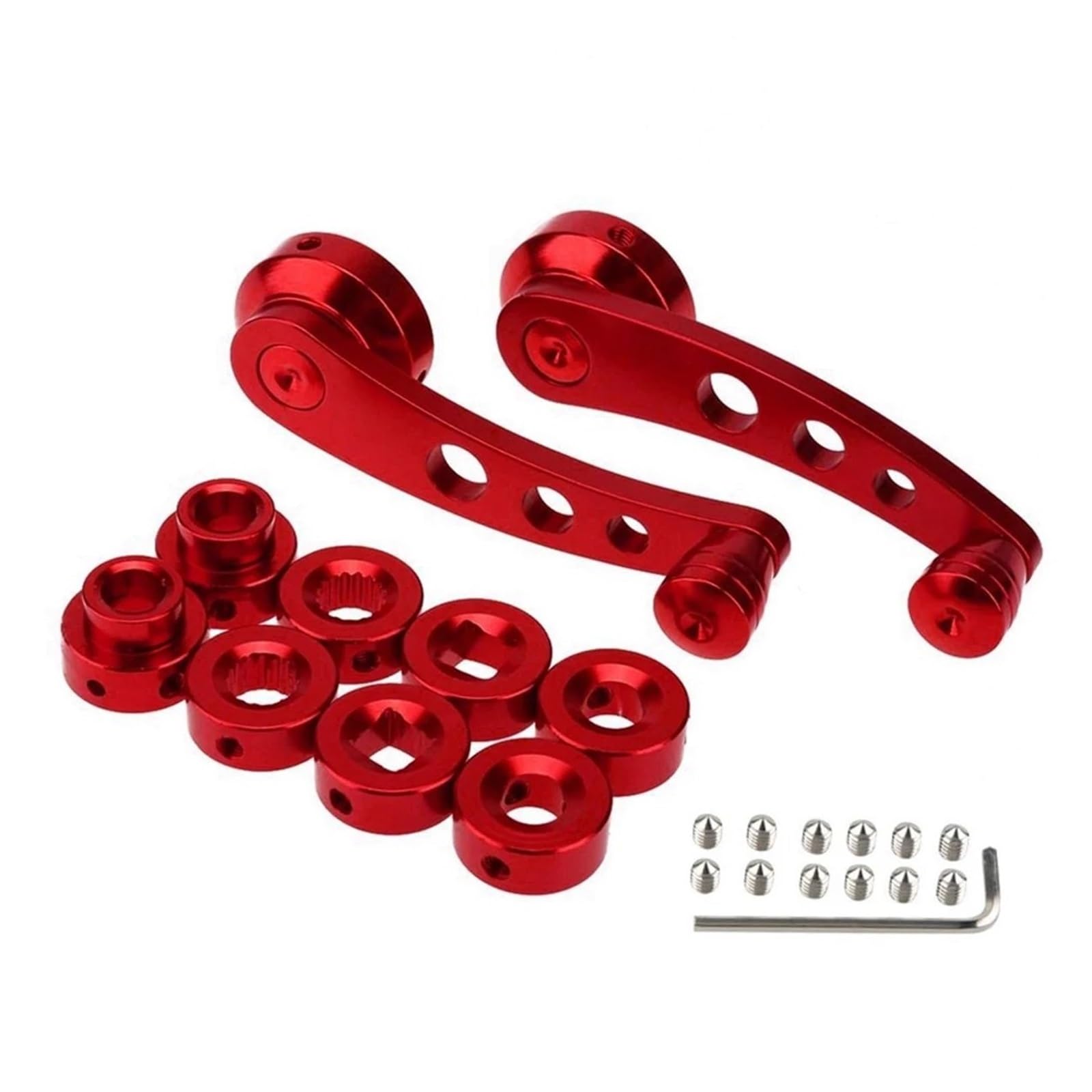 SAMWDK Glass Lifter 1Set Universal Car Window Handle Winder Riser Replacement Winder Crank Riser Window Handles Aluminum Alloy Car Window Regulator(Red)