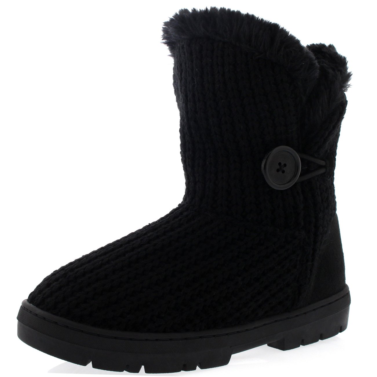 Holly Womens Single Button Waterproof Winter Snow Boots - 6 - BLK39 EA0260