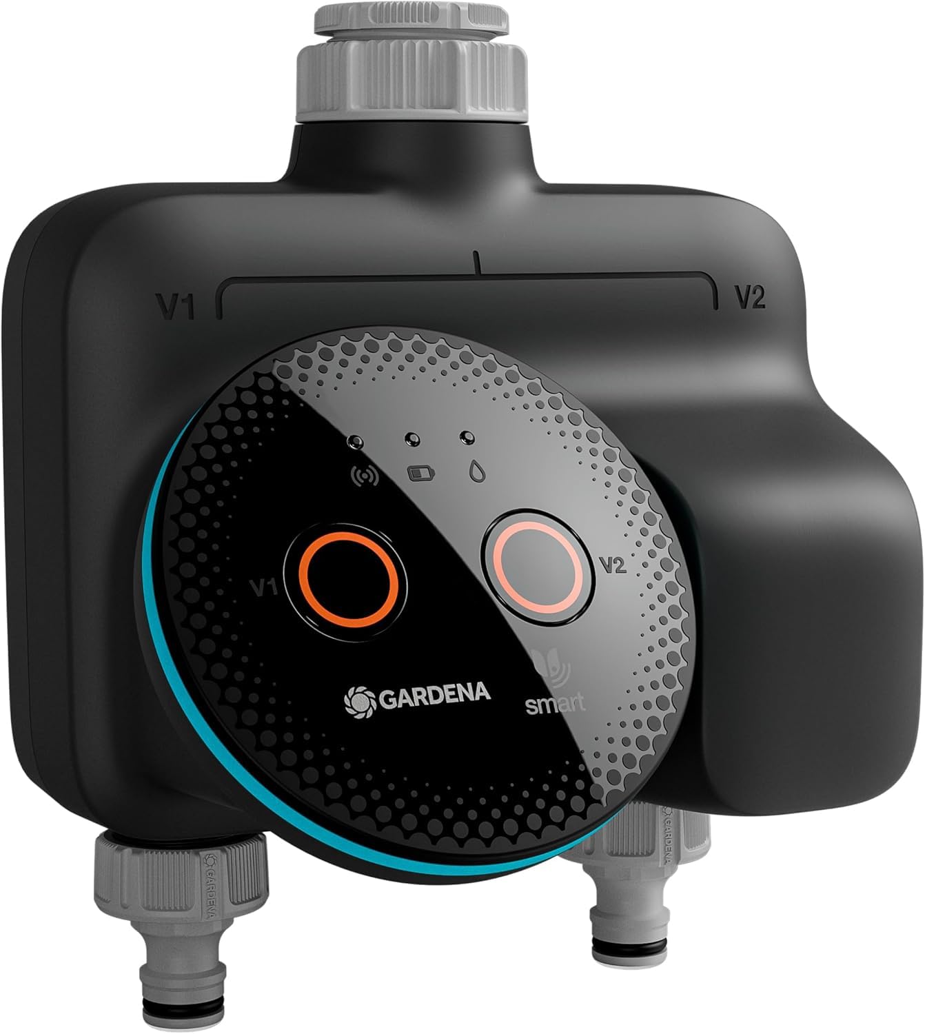 Gardena smart Dual Water Control Bewässerungssteuerung; smart: Datengesteuerte Bewässerung*, Smart Home Integration*, Für Zwei unabhängige Gartenbereiche + Amazon basics Packung 8 AA