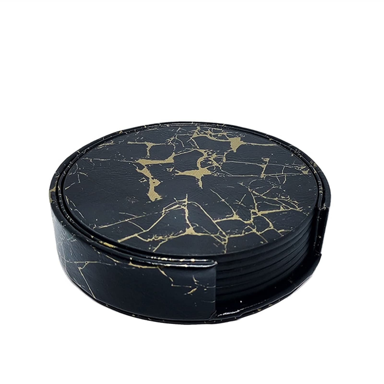 Sous-verres en silicone résistants à la chaleur lot de 6 ronds marbre noir pour table basse