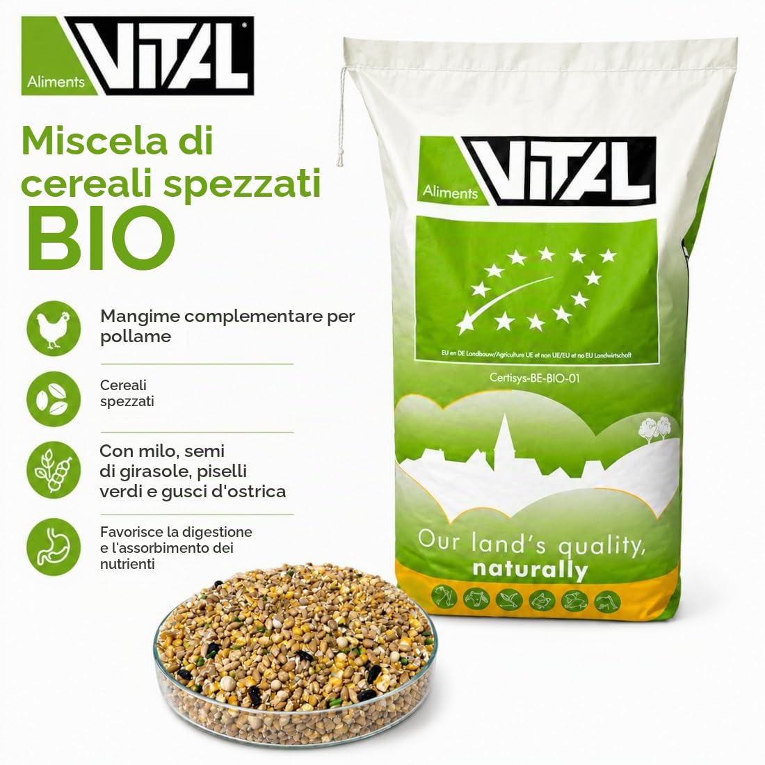 Scar Eco Mangimi per pollame Acti Mangime galline ovaiole Bio 25 kg