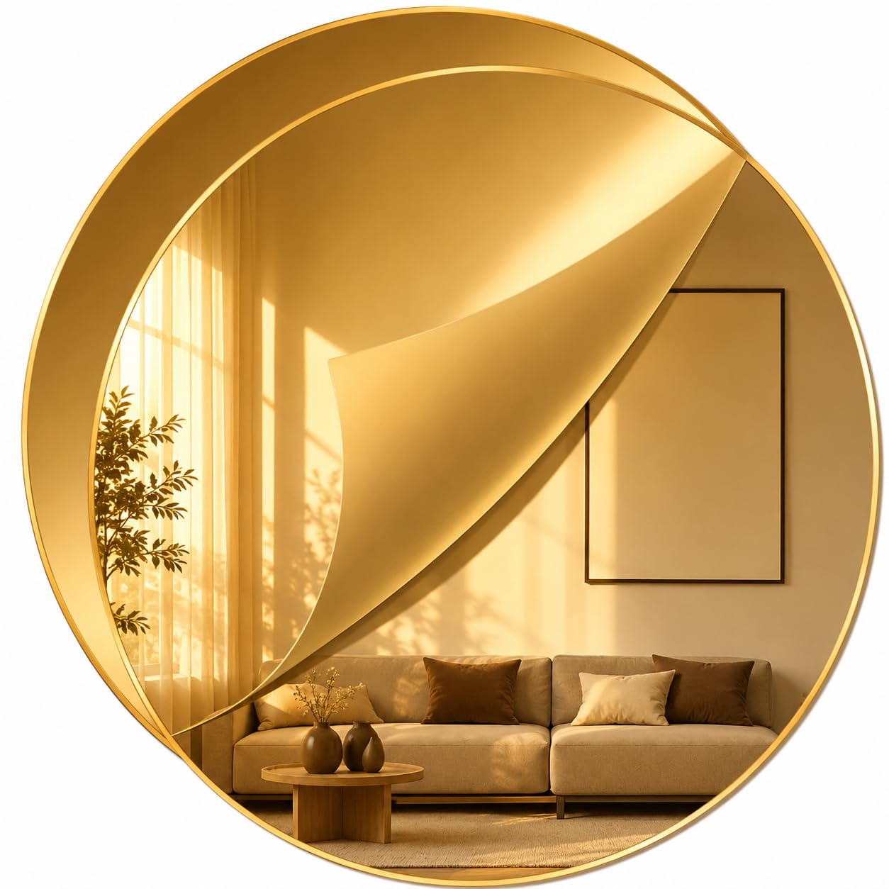 2 Pcs10 Inch Gold Acrylic Mirror Circles for Wall Decor & DIY Crafts | Self Adhesive Round Mirror Sheets for Lippan Art, Bathroom, Living Room, Centerpiece & Home Decoration-image-15