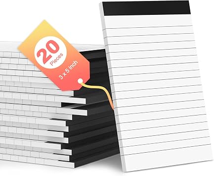 20 Pack Small Notepads Refills Memo Pads 3 x 5 Inch Lined Writing Note Pads