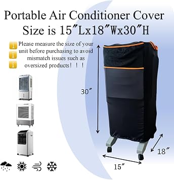 NGB Portable Air Conditioner Cover, 15x18x30, Black