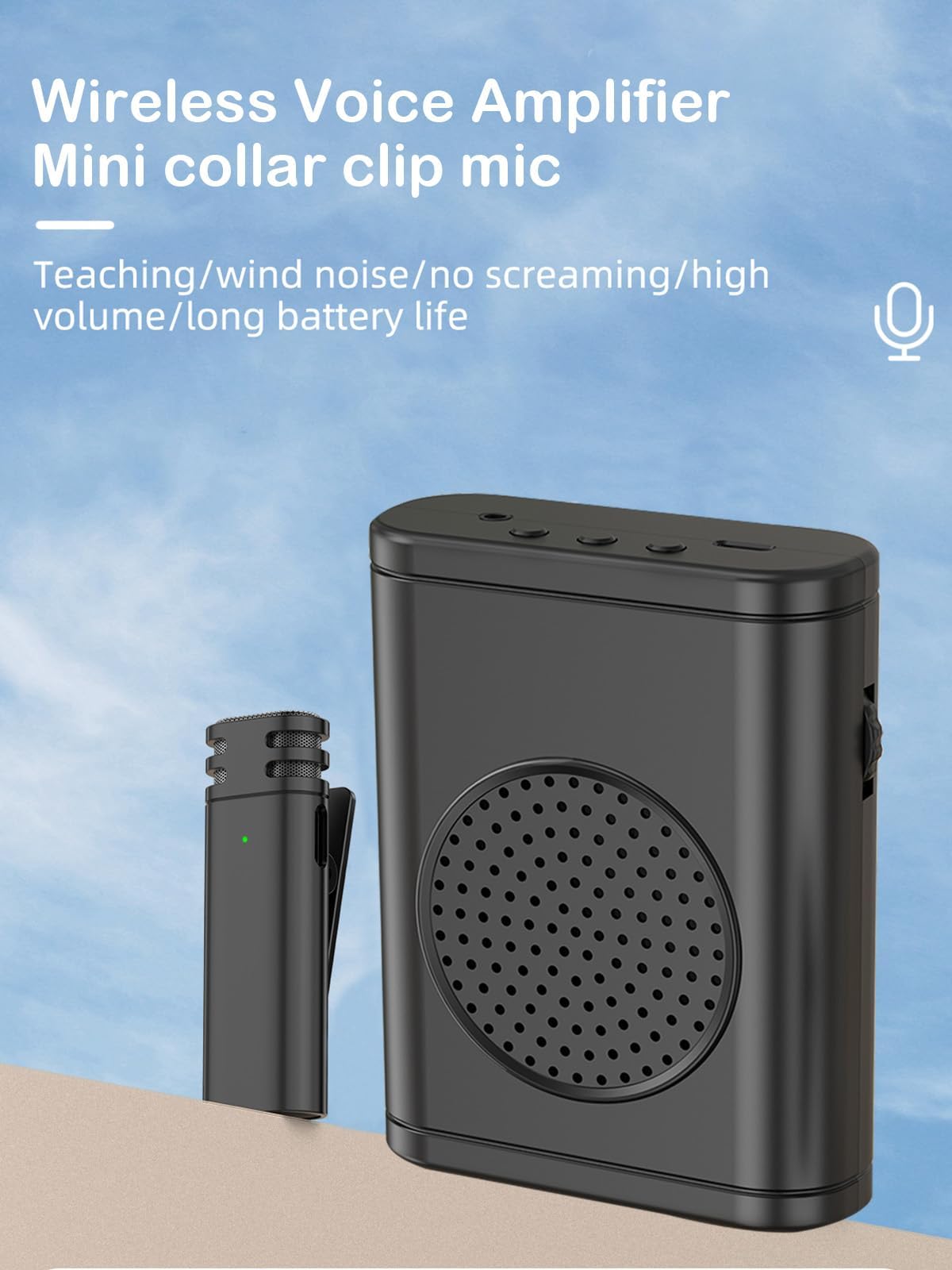 Amplificatore vocale portatile con microfono cravatta senza fili cuffie 10W batteria ricaricabile 2600mAh potente sistema audio per insegnanti, guide, allenatori, presentatori