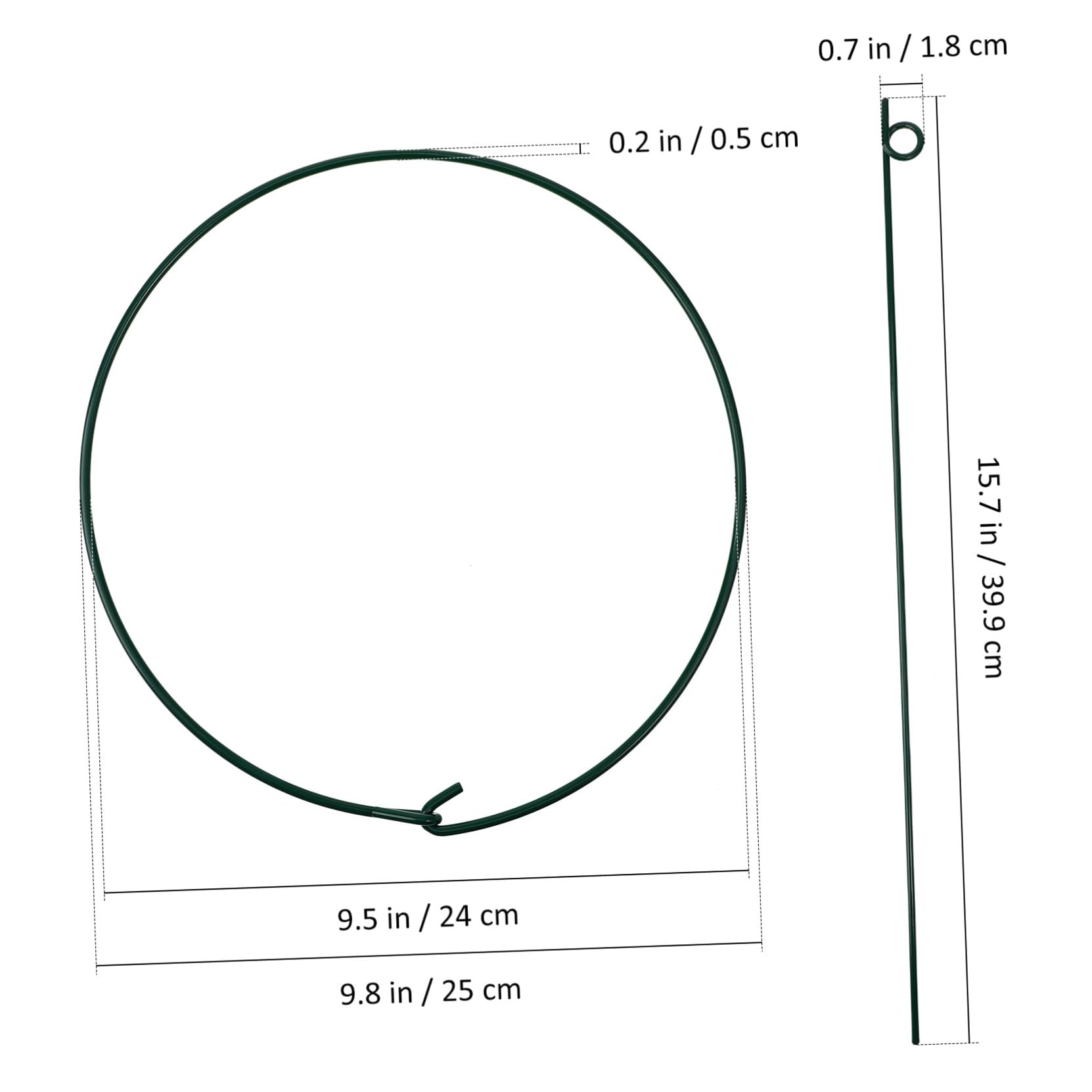 Lurrose Lot De 3 Tuteurs pour Plantes Grimpantes en Métal Vert 25/40 Cm Support Extérieur Jardin Structure Ouverte Solide