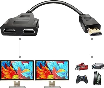 MICROWARE HDMI Cable HDMI 1 to 2 Split Double Signal Adapter Convert Cable for Video TV HDTV - Black