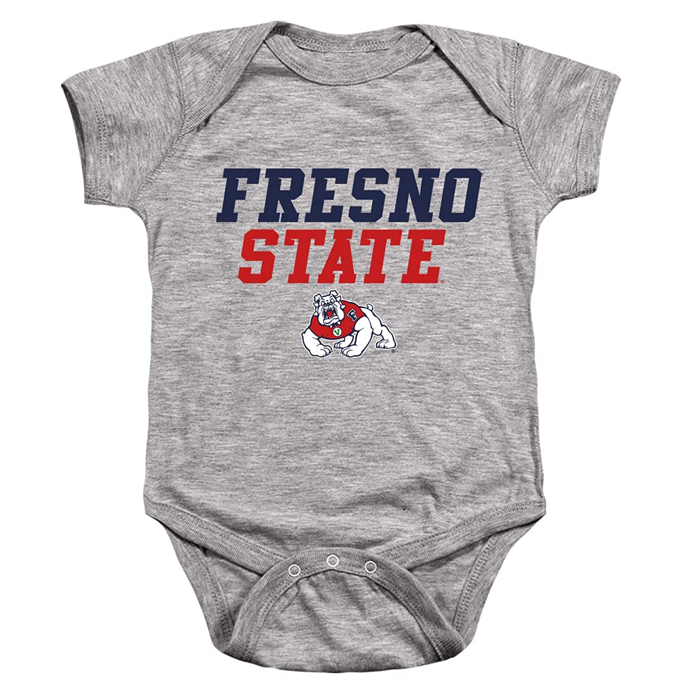 Fresno State Bulldogs Official Stacked Unisex Infant Snap Suit for Baby,Athletic Heather, 18 Months