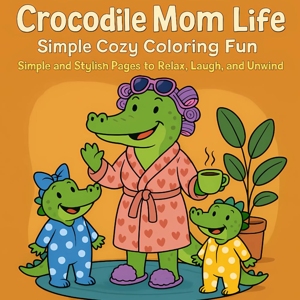 Crocodile Mom Life Simple Cozy Coloring Fun: A Simple and Stylish Book to Relax, Laugh, and Unwind