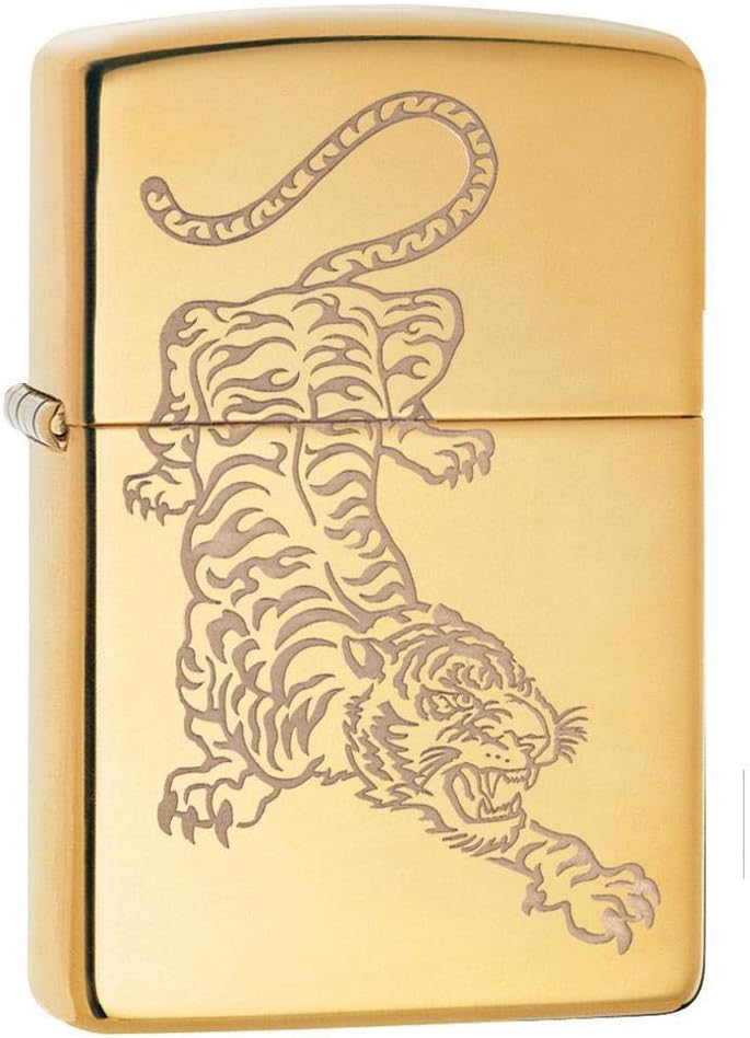 Custom Personalized Classic Dragon Tiger Designs Zippo Windproof Lighter Engraving - Christmas, Halloween & Valentines Day Gift (High Polish Gold)