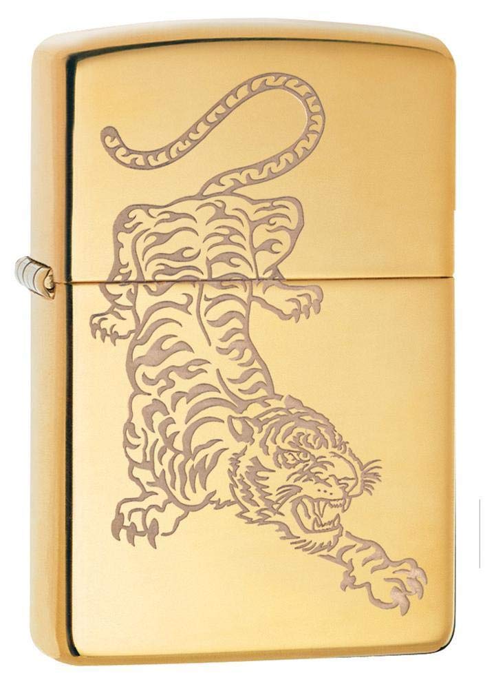 Custom Personalized Classic Dragon Tiger Designs Zippo Windproof Lighter Engraving - Christmas, Halloween & Valentines Day Gift (High Polish Gold)