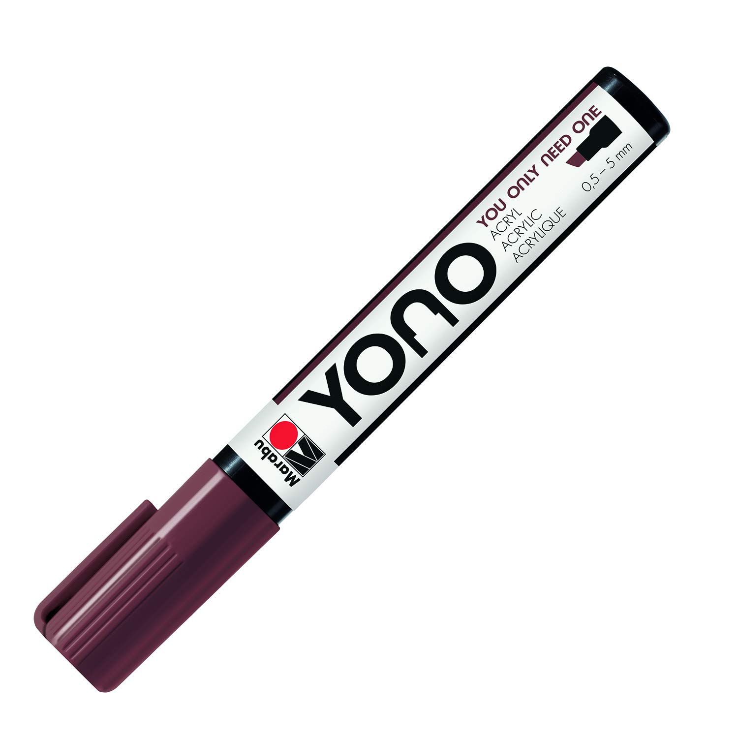 Marabu Yono Marker Pen, Chisel Tip, (0.5-5mm), Brown, (285), Single Pen, Works On Any Surface, Metal, Glass, Wood, Fabric, Stone, Plastic, Cardboard