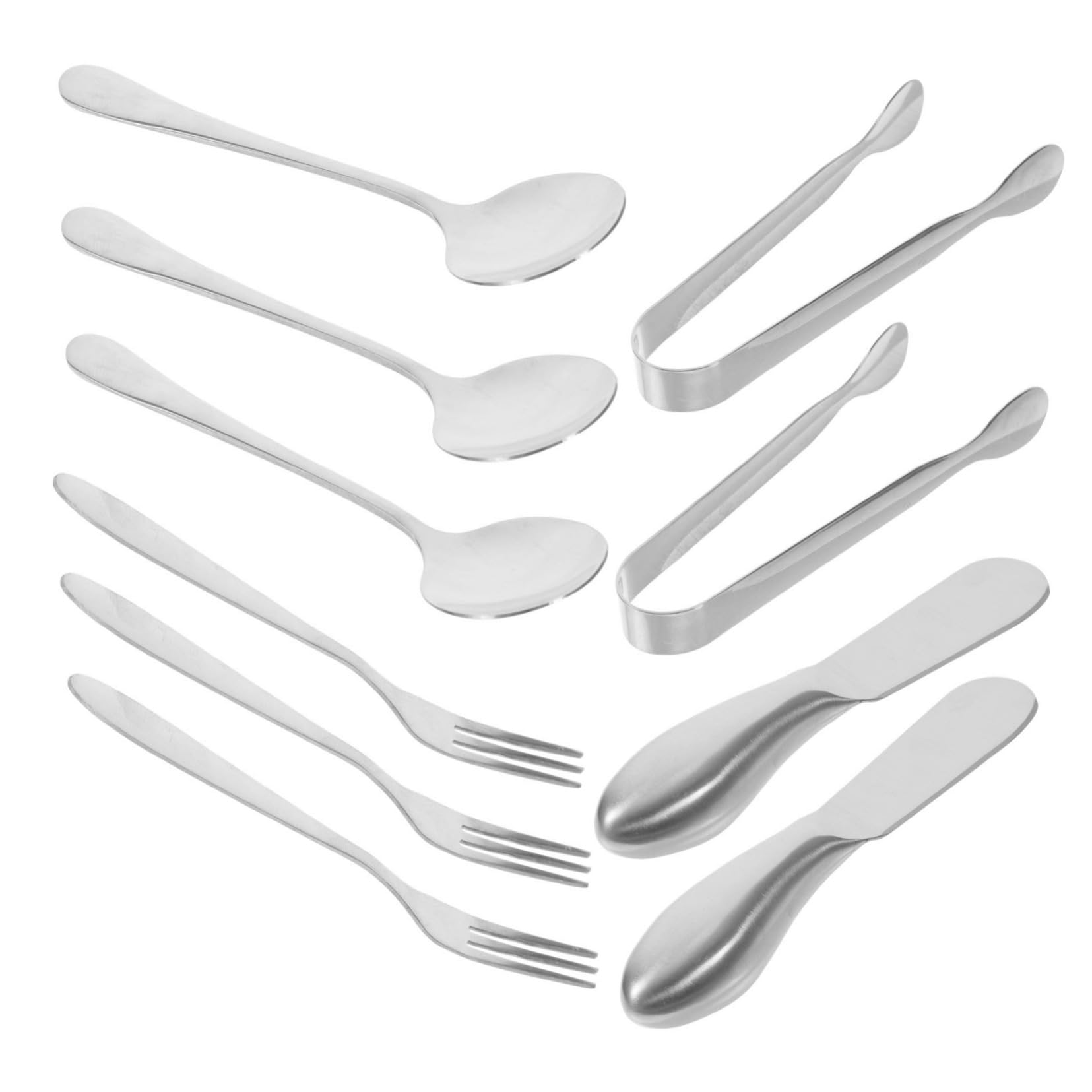 HOLIDYOYO 14pc Cheese Serving Set Stainless Steel Knife Fork Spoon Spreaders Tongs Cheese Tools Utensils