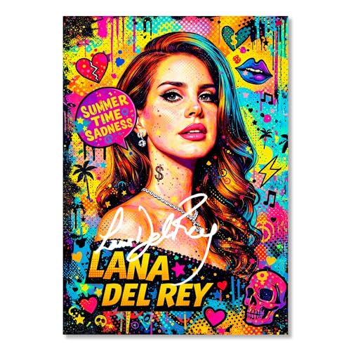 Lana Del Rey Signed Poster Print - Art Styled Limited Edition Autograph Fan Gift Collectible Memorabilia Wall Art - Summertime Sadness Alt-Pop Icon (A4 Unframed)