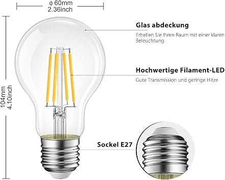 LVWIT E27 Filament LED A60