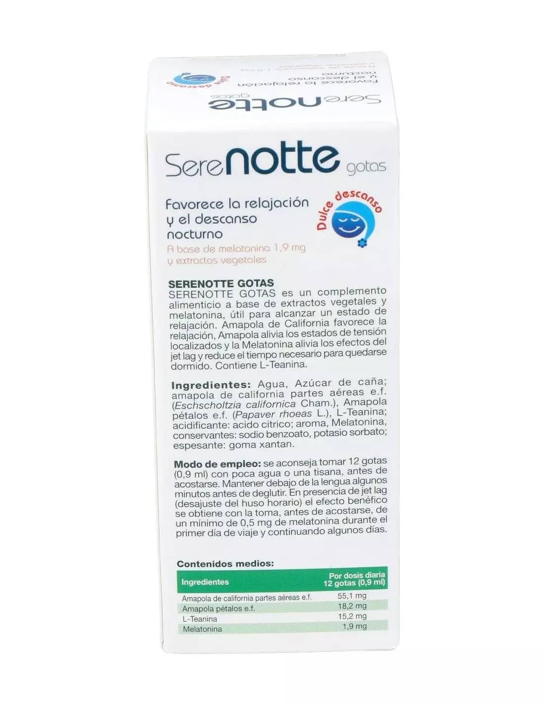 Pack 2 Serenote Melatonina Líquida 1,9 mg Specchiasol 50 ml, 100 ml totales, con L-teanina y extractos vegetales, formato en gotas para rutina nocturna.