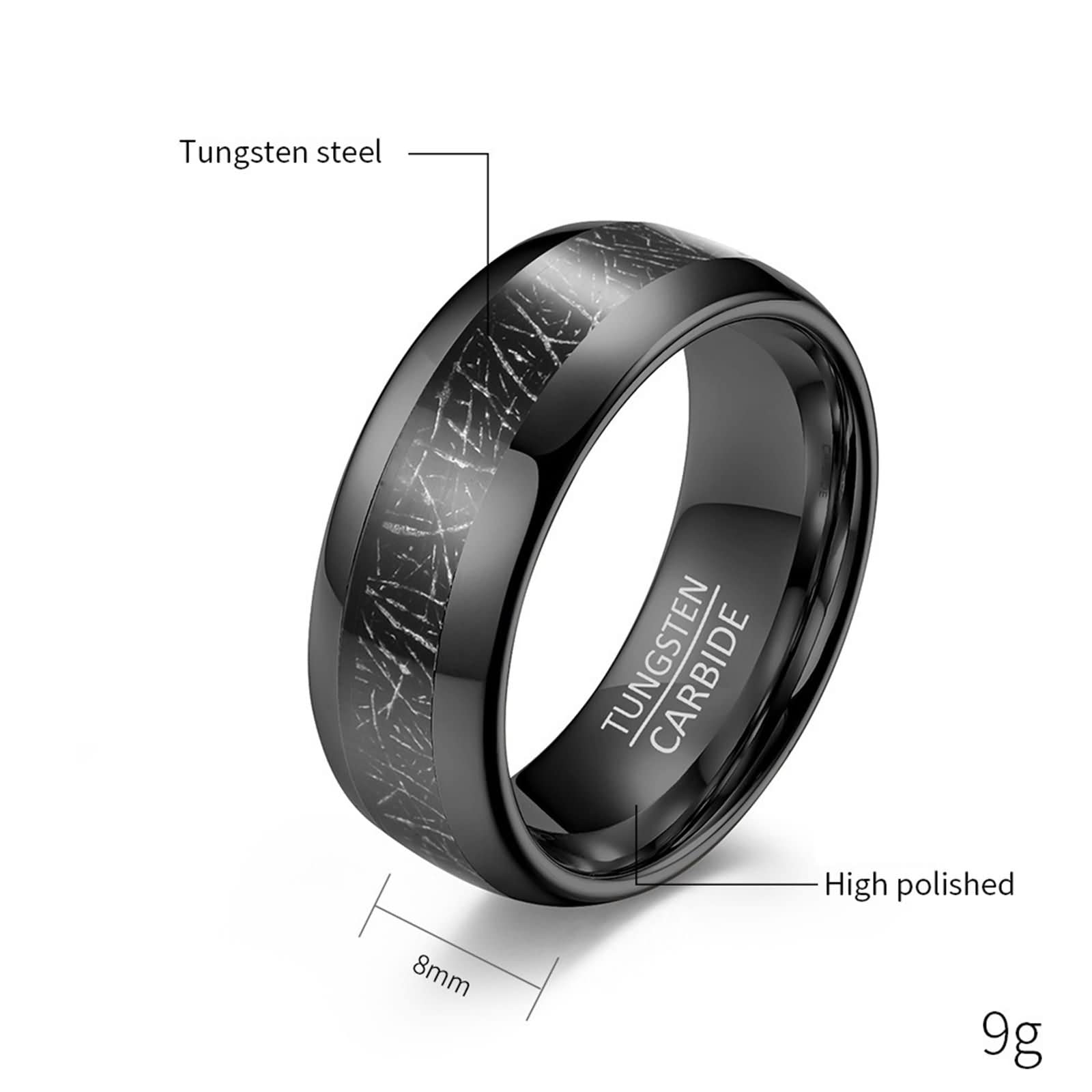 Anillos Mujer Anillo Hombre,Anillos para Personalizar Anillos Tungsteno 6/8MM Anillo Negro con Redondo Anillo Alianza Pareja