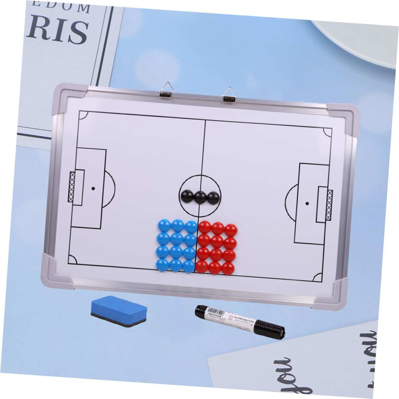 27pcs Portable Football Board Whiteboard Magnetic Dry Erase Magnets Eraser Marker Pen