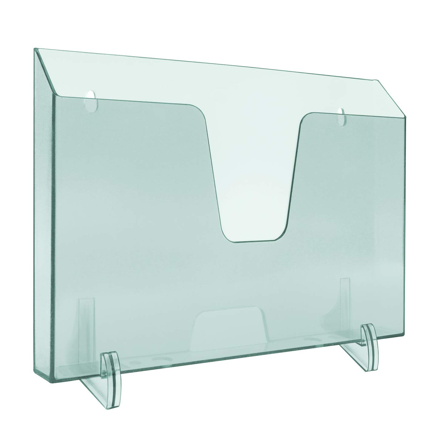 Acrimet Pocket File Holder Horizontal Design Brochure Display (for Wall Mount or Countertop Use) (Removable Supports Included) (Letter Size) (Clear Green Color)