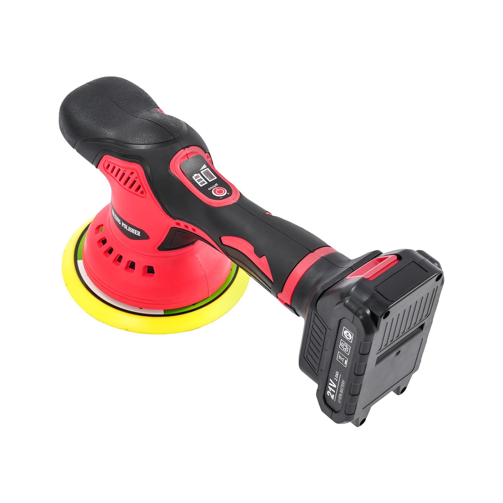 Pulidora de batería de 21 V con 2 baterías, 9 almohadillas de pulido, 8 velocidades variables para pulir y encerar el coche, ligera 2800-5500 rpm