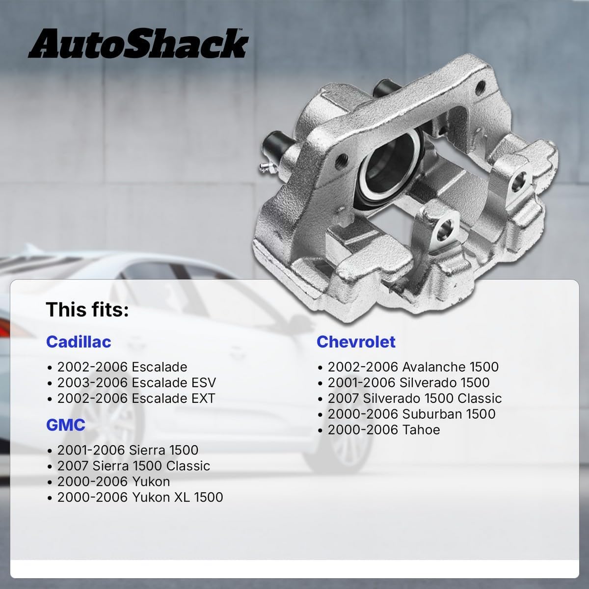 AutoShack Rear Brake Caliper Right Replacement for 2007 Chevrolet Silverado 1500 Classic 2007 GMC Sierra 1500 Classic 2000-2006 GMC Yukon 2000-2006 Chevrolet Tahoe 2002-2006 Cadillac Escalade 1-PC