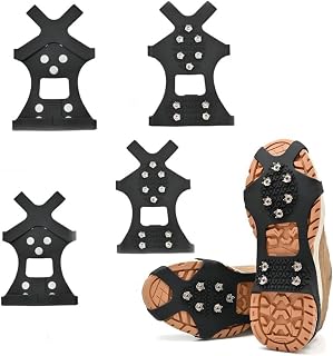 GUSTAVE® 2 Pairs Ice Spikes Crampons, Stainless Steel Anti-Slip Cleats for Shoes & Boots, Durable Traction Grippers for Hi... Price In India
