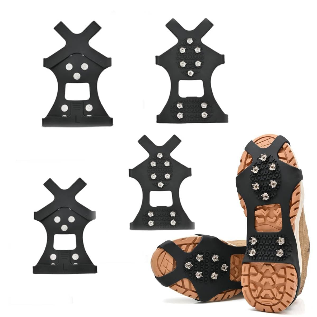 gustave Spikes Crampons, Ice Cleats for Shoes and Boots, Upgraded Version Stainless Steel Anti-Slip Grippers Shoe Spikes Grips Traction for Hiking Shoes and Boots, Hiking, Fishing Walking-picture-10
