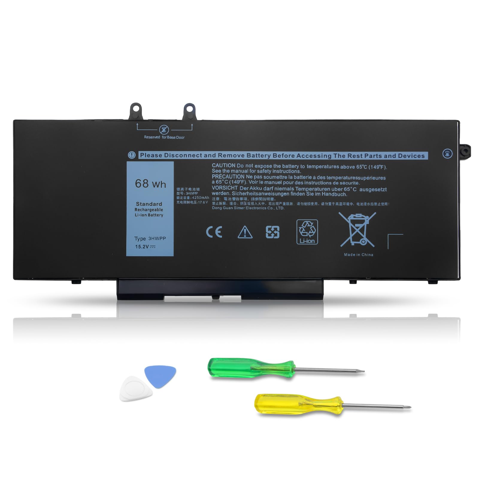 68Wh 3HWPP Kompatibel mit Dell Latitude 5410 5510 5501 5401 5411 5511 Präzision 3541 3551, Inspiron 7706 2-in-1, Inspiron 17 7500 7506 2-in-1 Schwarz 03HWPP 10X1J N2NLL 1VY7F 451-BCMN