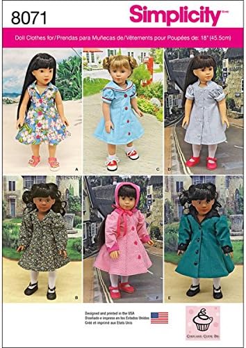 Simplicity8071 Vintage Fashion Doll Clothes Sewing Patterns for 18" Dolls