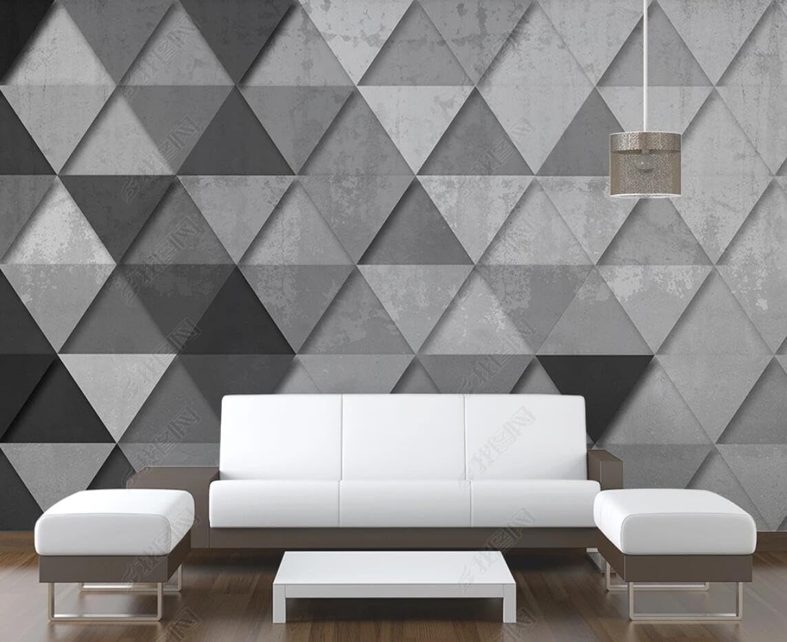 Papier peint 3D triangle géométrique gris pour agrandir un salon ou bureau sombre