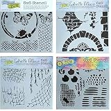 4 Crafters Workshop Mixed Media Stencils | Honeycomb, Texture, Batik, Brick Wall, Barbed Wire, Abstract Theme | for Journaling, Scrapbooking, Arts, Card Making | 6 Inch x 6 Inch Templates Set