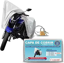 Capa para moto forro total com cadeado impermeavel proteção UV Silver - GG