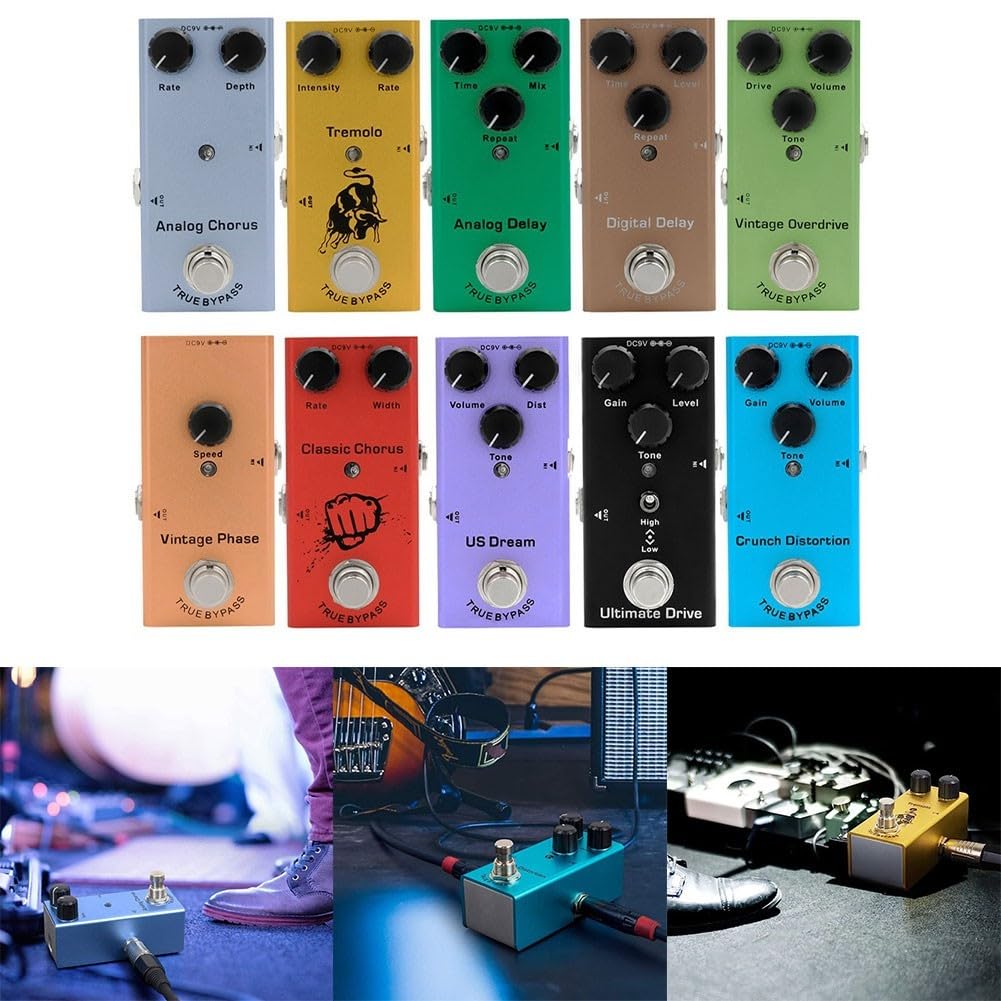 Zoegneer Efectos de guitarra analógica Chorus Digital Delay Tremolo Pedal de guitarra con overdrive vintage (E)